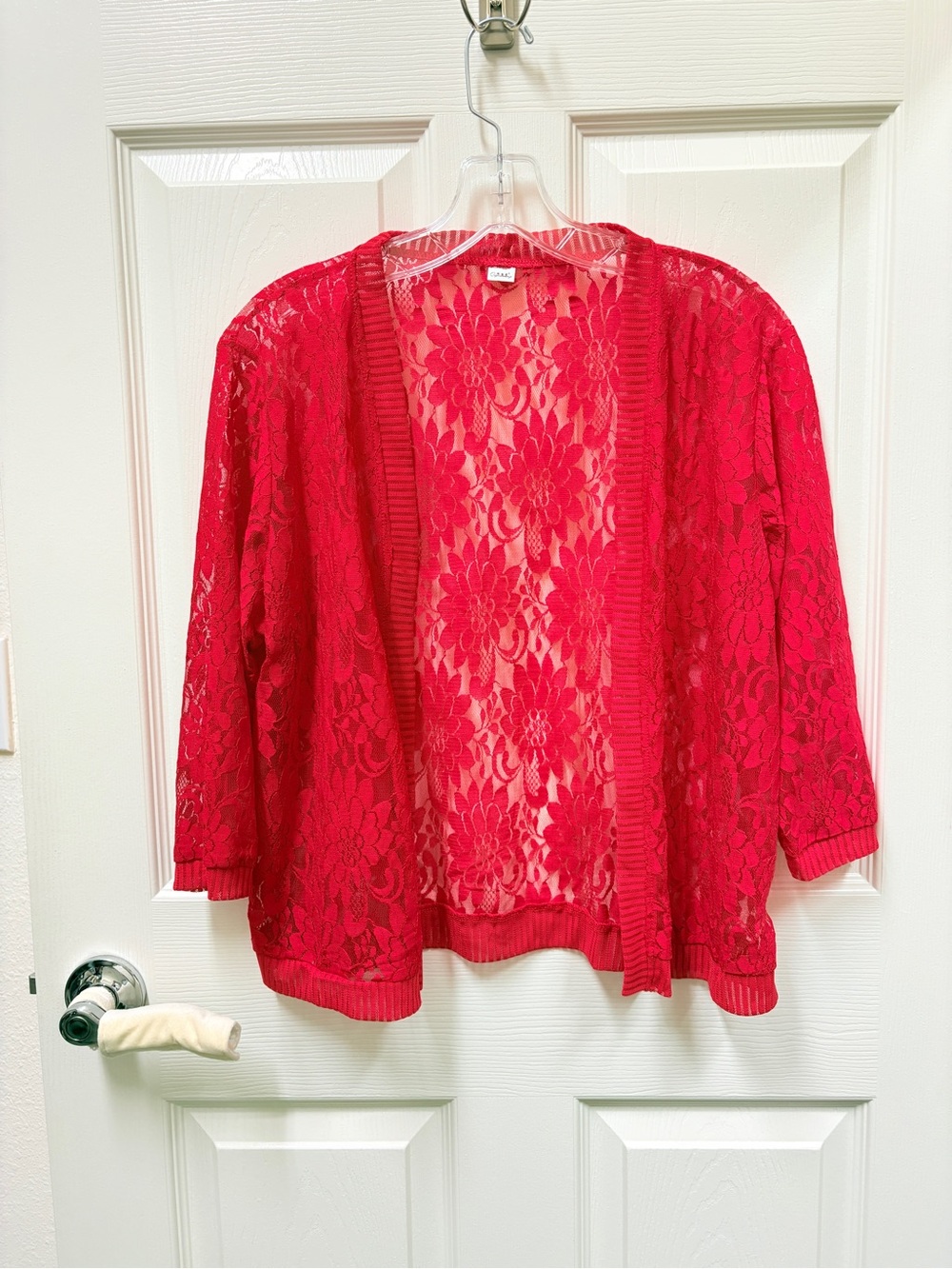 Red Lace Jacket 3/4 sleeves Size L